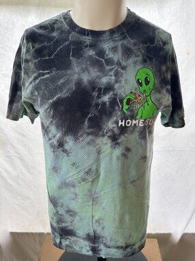 Homeslice Alien Pizza Thirty Single Men's Green Tye Dye Shirt Medium